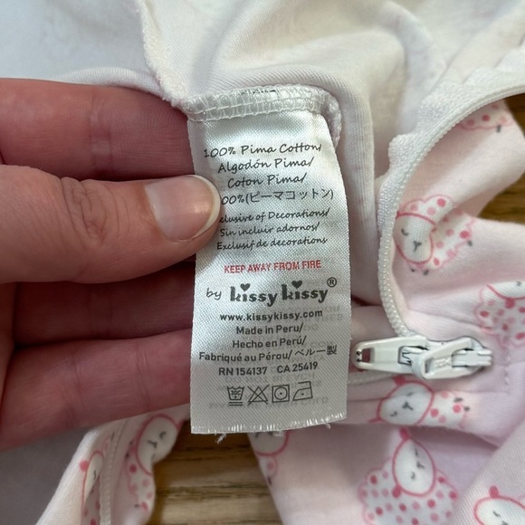 Kissy Kissy Girl's Fleecy Sheep Full-Zip Footie 3-6M Light Pink Pima Cotton - Picture 7 of 7